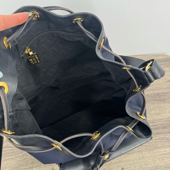 Moschino Vintage Bucket Redwall Nylon Navy Blue Shoulder Bag Crossbody - Picture 7 of 14